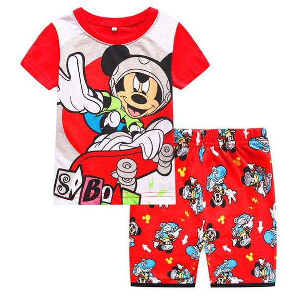 2019 Kids Summer Pajamas Clothing Children Underwear Cartoon Letter T-shirts+Shorts Boys Girls Sleepwear Baby Pyjamas Sets G76