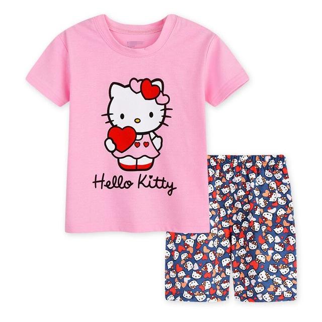2019 Kids Summer Pajamas Clothing Children Underwear Cartoon Letter T-shirts+Shorts Boys Girls Sleepwear Baby Pyjamas Sets G76