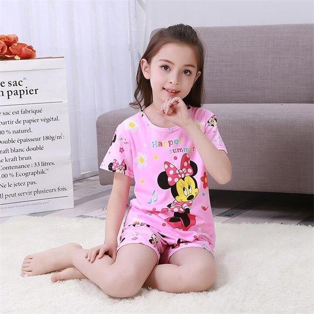 Children's pajamas set summer short sleeved boy pyjamas girls cute cartoon home cloth big children's sleepwear set kids 55UY78