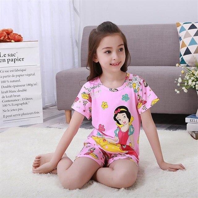 Children's pajamas set summer short sleeved boy pyjamas girls cute cartoon home cloth big children's sleepwear set kids 55UY78