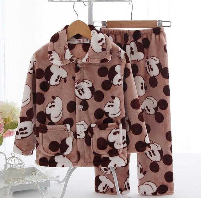 Winter Kids Pijamas Flannel Sleepwear Girls Boys Pyjamas Coral Fleece Kids Pajamas Sets 3-13T Kids Clothes Nightwear /Homewear