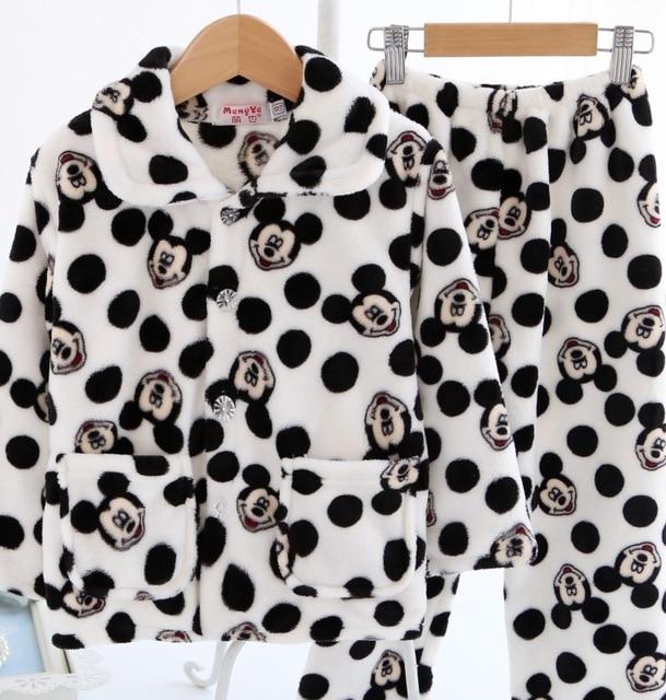Winter Kids Pijamas Flannel Sleepwear Girls Boys Pyjamas Coral Fleece Kids Pajamas Sets 3-13T Kids Clothes Nightwear /Homewear