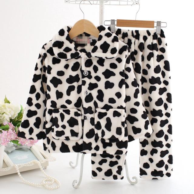 Winter Kids Pijamas Flannel Sleepwear Girls Boys Pyjamas Coral Fleece Kids Pajamas Sets 3-13T Kids Clothes Nightwear /Homewear