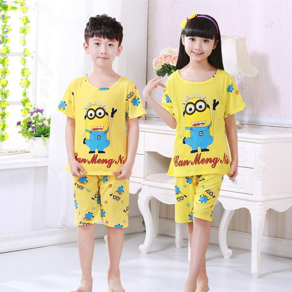 Children's pajamas set summer short sleeved boy pyjamas girls cute cartoon home cloth big children's sleepwear set kids pajamas