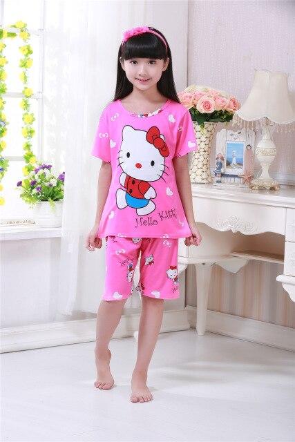 Children's pajamas set summer short sleeved boy pyjamas girls cute cartoon home cloth big children's sleepwear set kids pajamas