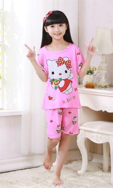 Children's pajamas set summer short sleeved boy pyjamas girls cute cartoon home cloth big children's sleepwear set kids pajamas