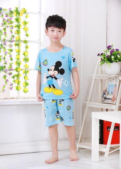 Children's pajamas set summer short sleeved boy pyjamas girls cute cartoon home cloth big children's sleepwear set kids pajamas