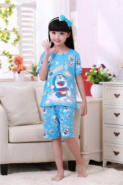 Children's pajamas set summer short sleeved boy pyjamas girls cute cartoon home cloth big children's sleepwear set kids pajamas