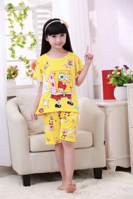 Children's pajamas set summer short sleeved boy pyjamas girls cute cartoon home cloth big children's sleepwear set kids pajamas