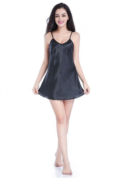 Red Female Sexy Intimate Lingerie Nightgown Women Above Knee Spaghetti Strap Nighties Faux Silk Nightdress S M L XL XXL SG060