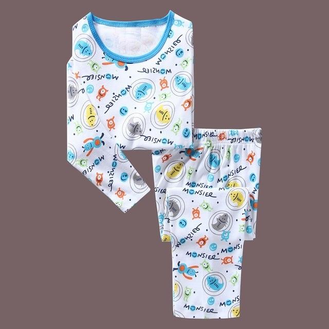Dino Boys Sleepwear Suits 100% Cotton Long Children Clothes Sets Motor T-Shirts Pants 2-Pieces Sets Kid Pyjamas 2 3 4 5 6 7 Year
