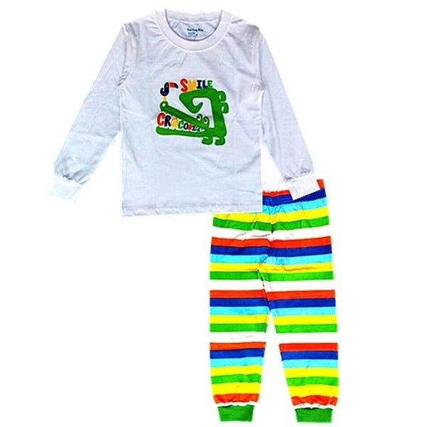 Dino Boys Sleepwear Suits 100% Cotton Long Children Clothes Sets Motor T-Shirts Pants 2-Pieces Sets Kid Pyjamas 2 3 4 5 6 7 Year