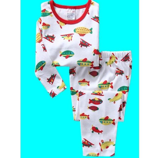Dino Boys Sleepwear Suits 100% Cotton Long Children Clothes Sets Motor T-Shirts Pants 2-Pieces Sets Kid Pyjamas 2 3 4 5 6 7 Year