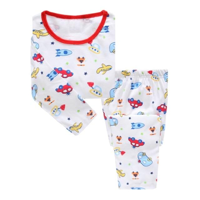 Dino Boys Sleepwear Suits 100% Cotton Long Children Clothes Sets Motor T-Shirts Pants 2-Pieces Sets Kid Pyjamas 2 3 4 5 6 7 Year