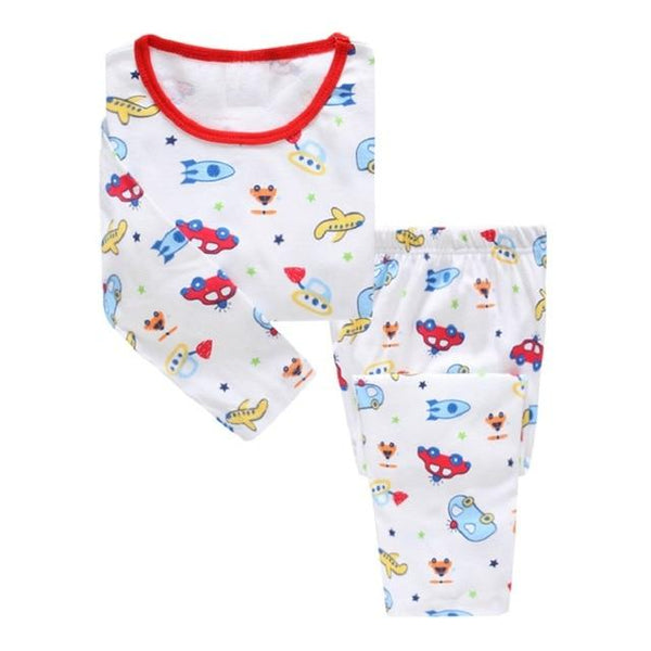Dino Boys Sleepwear Suits 100% Cotton Long Children Clothes Sets Motor T-Shirts Pants 2-Pieces Sets Kid Pyjamas 2 3 4 5 6 7 Year