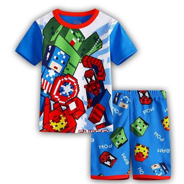 New Arrival summer Baby Sleep wears short sleeve Boys Superman Pajamas Children Pyjamas Girls Cartoon Pijamas Kids Clothing set