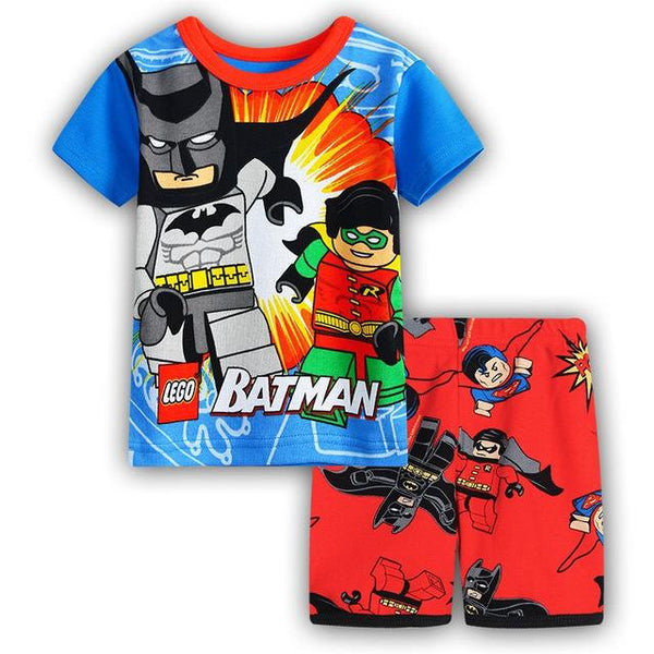 New Arrival summer Baby Sleep wears short sleeve Boys Superman Pajamas Children Pyjamas Girls Cartoon Pijamas Kids Clothing set