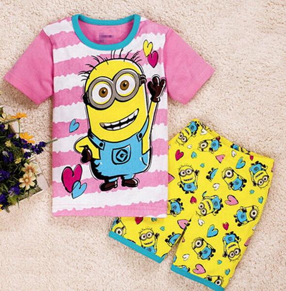 Hot Sale Sleepwear Kids Sets Short Sleeve Cartoon Boy Pajamas Set For Baby Sleep Wear Clothing 2-7 Year nightgown Sleepwear