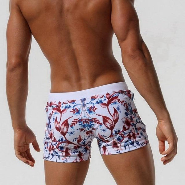 AUSTINBEM New Pocket Floral Men Swimwear Shorts Sexy Sunga Masculina Men'S Swimming Trunks Men Briefs Bathing Sport Swimsuit