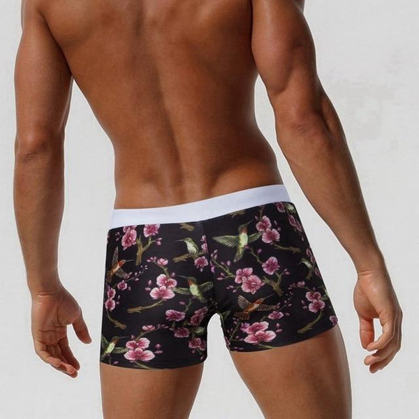 AUSTINBEM New Pocket Floral Men Swimwear Shorts Sexy Sunga Masculina Men'S Swimming Trunks Men Briefs Bathing Sport Swimsuit