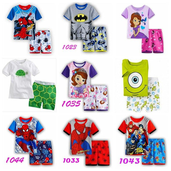 2017 Hot Summer Kids  Pajamas Baby Boys Gilrs Clothing Cartoon Costume Short Sleeve Pijamas children Sleepwear Pajamas Sets