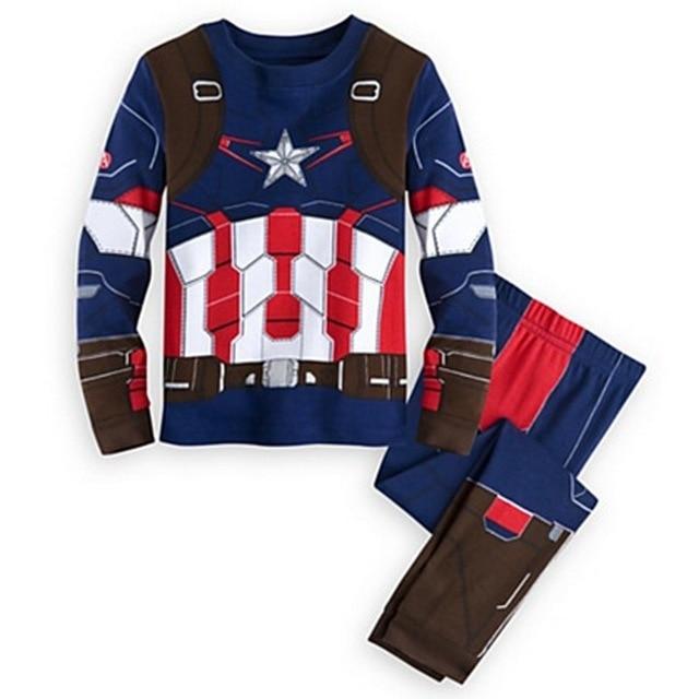 2016 The Avengers, Iron Man Children Pajamas Captain America Sleepwear Boys Super Cool Spring Autumn Long Sleeve Pyjamas DS16