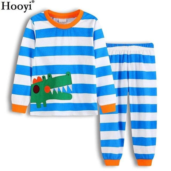 Dino Boys Sleepwear Suits 100% Cotton Long Children Clothes Sets Motor T-Shirts Pants 2-Pieces Sets Kid Pyjamas 2 3 4 5 6 7 Year
