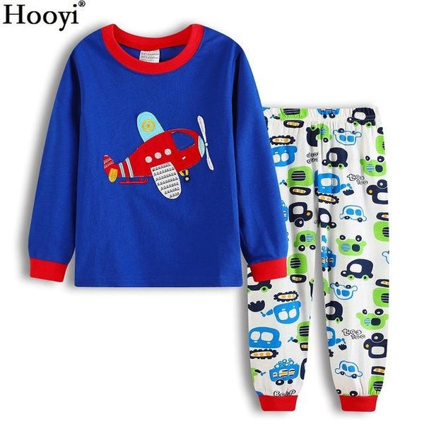 Dino Boys Sleepwear Suits 100% Cotton Long Children Clothes Sets Motor T-Shirts Pants 2-Pieces Sets Kid Pyjamas 2 3 4 5 6 7 Year