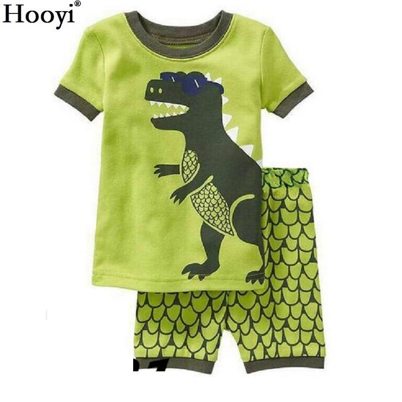 2018 Fashion Boys Pajamas Suit Summer Children Dinosaur Baby Sleepwear Baby Boy's Clothes 100% Cotton Tee shirt Short Pants Soft