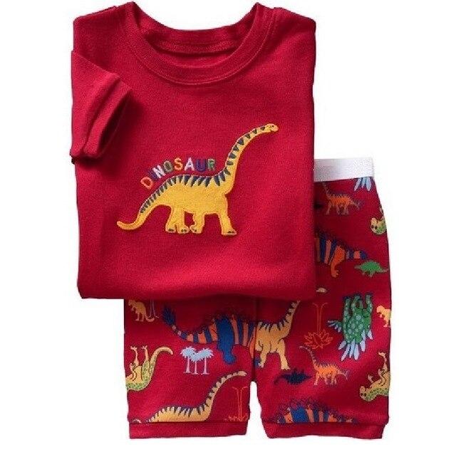 2018 Fashion Boys Pajamas Suit Summer Children Dinosaur Baby Sleepwear Baby Boy's Clothes 100% Cotton Tee shirt Short Pants Soft