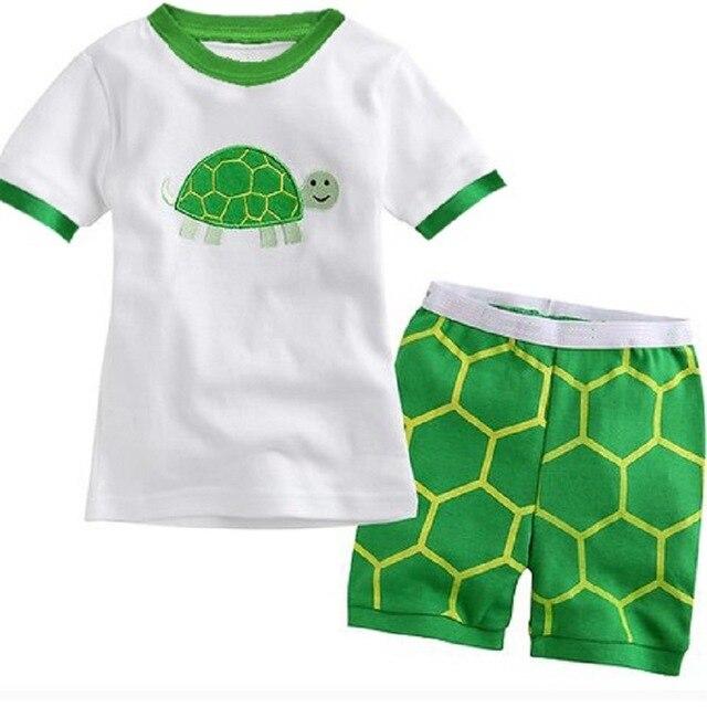 2018 Fashion Boys Pajamas Suit Summer Children Dinosaur Baby Sleepwear Baby Boy's Clothes 100% Cotton Tee shirt Short Pants Soft
