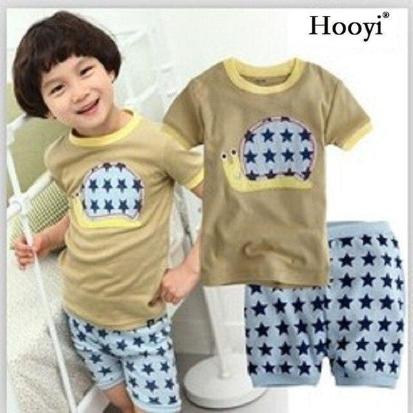 2018 Fashion Boys Pajamas Suit Summer Children Dinosaur Baby Sleepwear Baby Boy's Clothes 100% Cotton Tee shirt Short Pants Soft