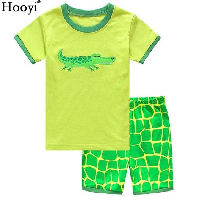2018 Fashion Boys Pajamas Suit Summer Children Dinosaur Baby Sleepwear Baby Boy's Clothes 100% Cotton Tee shirt Short Pants Soft