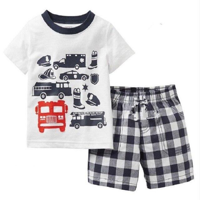 2018 Fashion Boys Pajamas Suit Summer Children Dinosaur Baby Sleepwear Baby Boy's Clothes 100% Cotton Tee shirt Short Pants Soft