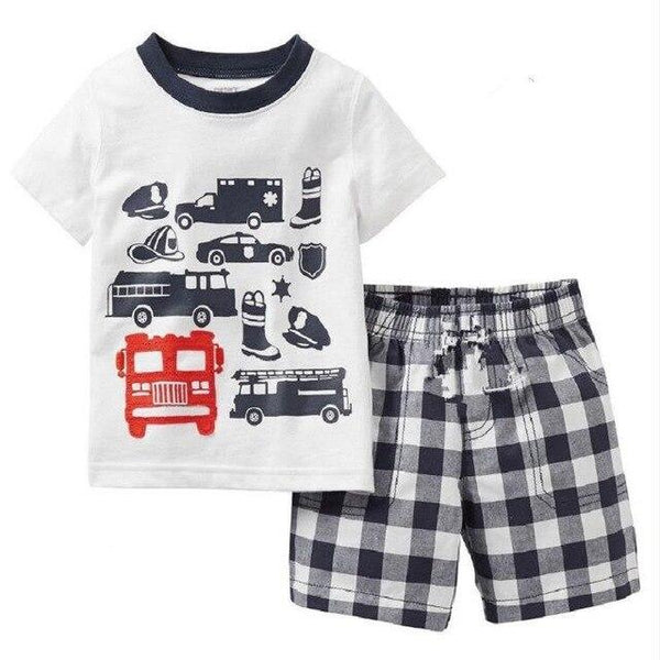 2018 Fashion Boys Pajamas Suit Summer Children Dinosaur Baby Sleepwear Baby Boy's Clothes 100% Cotton Tee shirt Short Pants Soft