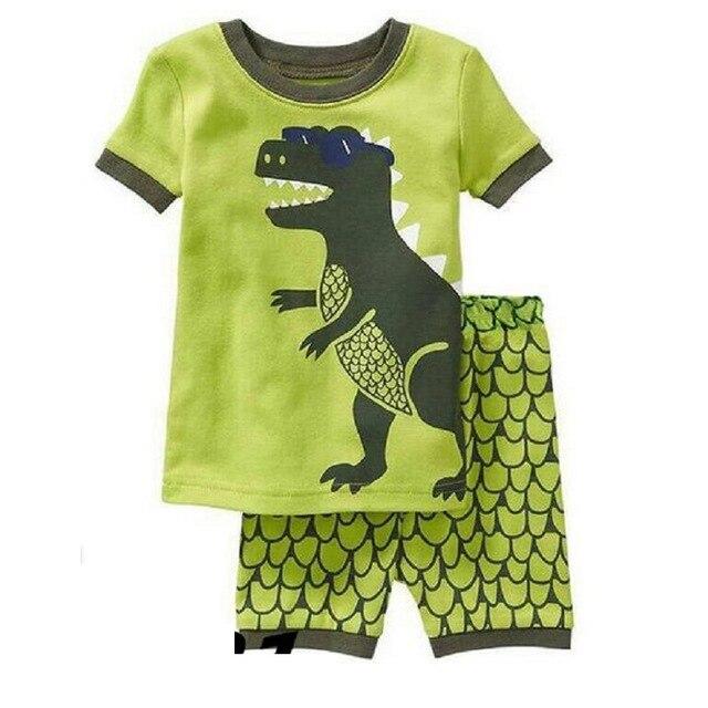 2018 Fashion Boys Pajamas Suit Summer Children Dinosaur Baby Sleepwear Baby Boy's Clothes 100% Cotton Tee shirt Short Pants Soft