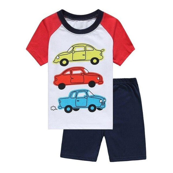 2018 Fashion Boys Pajamas Suit Summer Children Dinosaur Baby Sleepwear Baby Boy's Clothes 100% Cotton Tee shirt Short Pants Soft