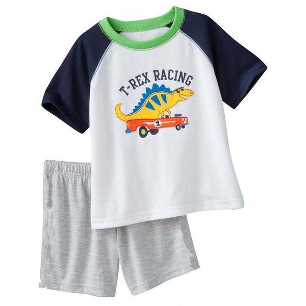 2018 Fashion Boys Pajamas Suit Summer Children Dinosaur Baby Sleepwear Baby Boy's Clothes 100% Cotton Tee shirt Short Pants Soft