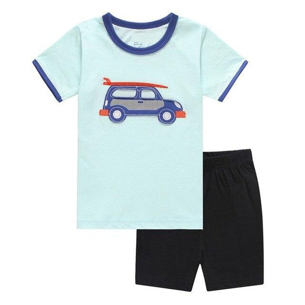 2018 Fashion Boys Pajamas Suit Summer Children Dinosaur Baby Sleepwear Baby Boy's Clothes 100% Cotton Tee shirt Short Pants Soft