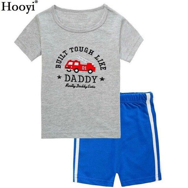 2018 Fashion Boys Pajamas Suit Summer Children Dinosaur Baby Sleepwear Baby Boy's Clothes 100% Cotton Tee shirt Short Pants Soft