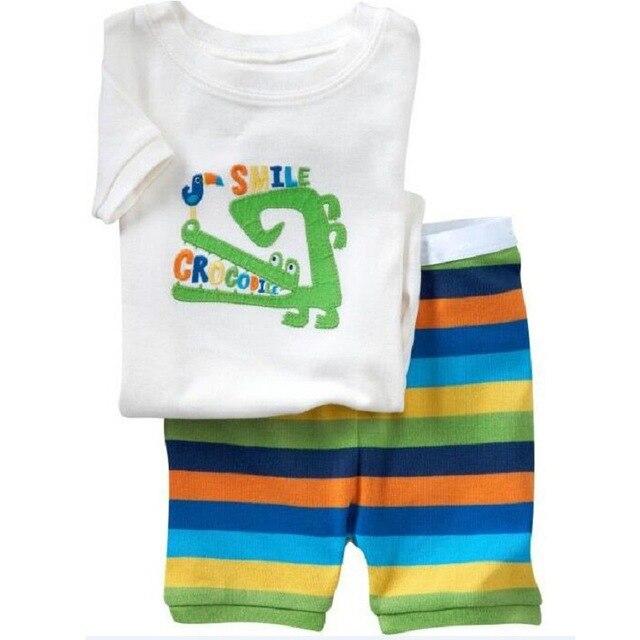 2018 Fashion Boys Pajamas Suit Summer Children Dinosaur Baby Sleepwear Baby Boy's Clothes 100% Cotton Tee shirt Short Pants Soft