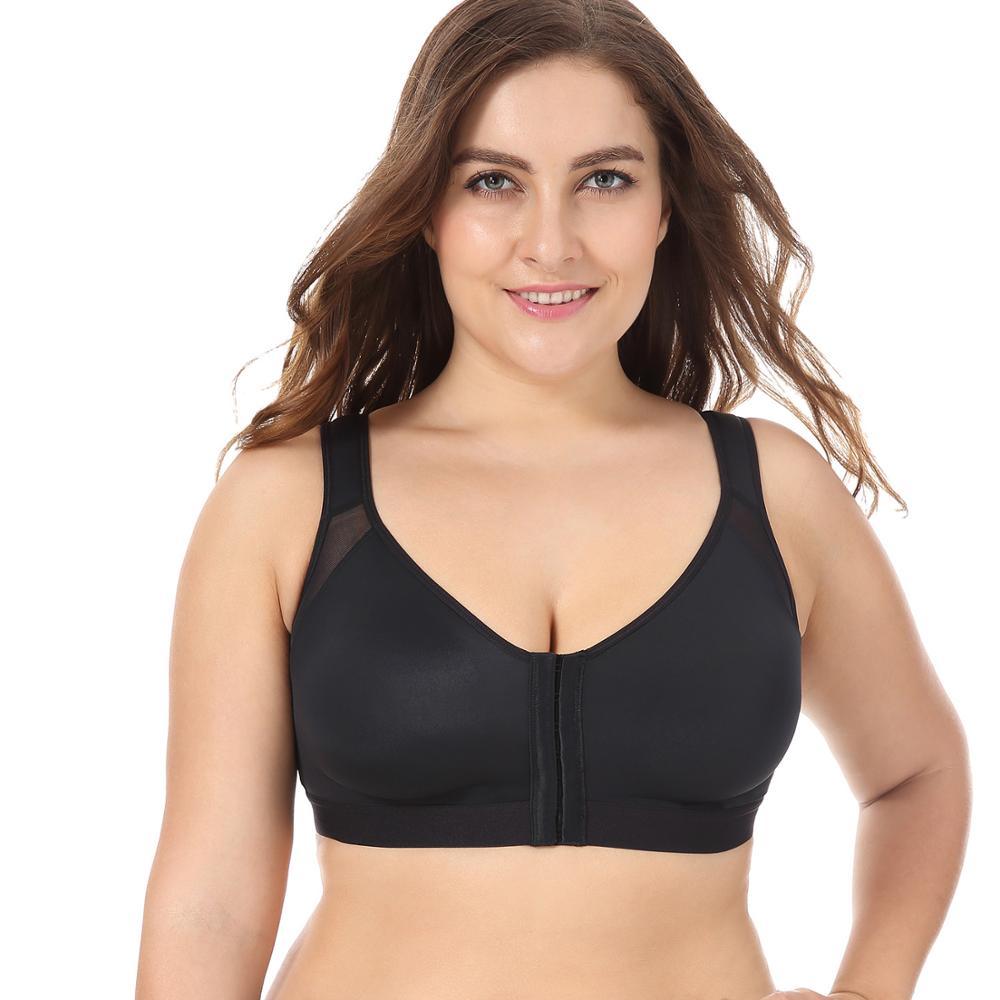 New Front Closure Back Support Posture Bra Black White Beige 34-40 B C D DD