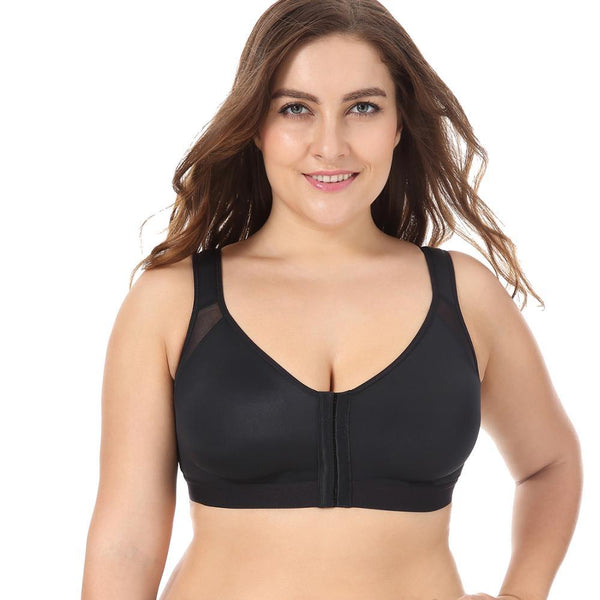 New Front Closure Back Support Posture Bra Black White Beige 34-40 B C D DD