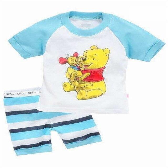 EOICIOI T shirt pants Set Baby Boy Girl Cartoon Pikachu Cat superman clothing set pajamas for kids Children's pajamas summer 2-7