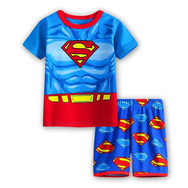 EOICIOI T shirt pants Set Baby Boy Girl Cartoon Pikachu Cat superman clothing set pajamas for kids Children's pajamas summer 2-7