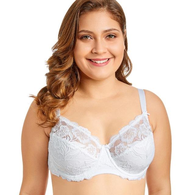 Delimira Women Full Coverage Underwired Non-Foam Plus Size Floral Lace  Bra
