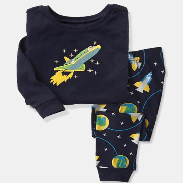 kids Pajamas Sets Girls cartoon sleepwear Boys cotton Long Sleeve nightwear Sets Children Pyjamas Aircraft pattern Fall Pajamas