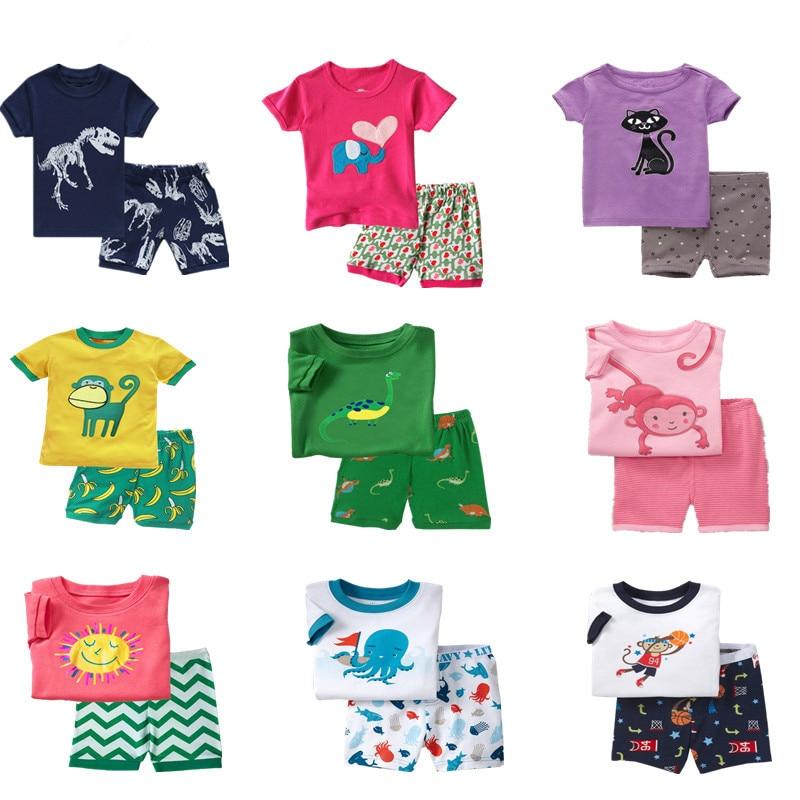 Baby kids Pajamas Set summer children Short Sleeve cotton sleepwear Boys Cartoon pyjamas girls cute home clothing boys nightwear