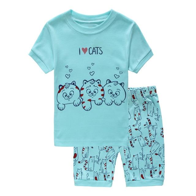 Baby kids Pajamas Set summer children Short Sleeve cotton sleepwear Boys Cartoon pyjamas girls cute home clothing boys nightwear