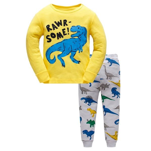 Kids Pajamas Sets boys Dinosaur pattern night suit Children cartoon Sleepwear Girls Pyjamas kids 100% Cotton nightwear size 2-7Y